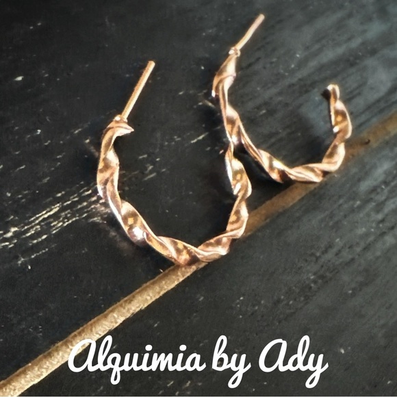 Alquimia rose Gold Twisted Hoop Earrings - Picture 1 of 1